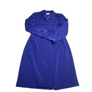 VTG KASPER ASL DRESS Blue Lined Trench Coat Women Sz 10 Y2K NY 90s Statement SEE